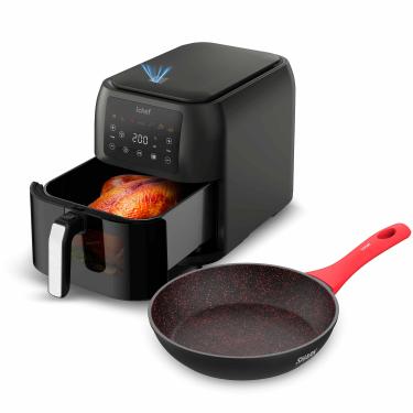 Imagem de Fritadeira Elétrica Airfryer Max Space 8L e Panela Ichef Home Sauté Petit Vermelha 20cm | 220V