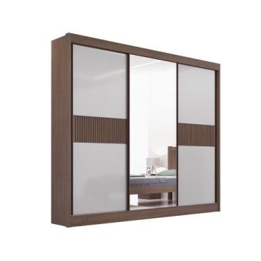 Imagem de Guarda Roupa Cristal Casal 3 Portas Ripado 6 Gavetas com pés D' Doro, 