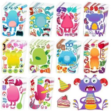 Imagem de Adesivos Dcuminkel Make a Face Monster 50 folhas para crianças e 10 es