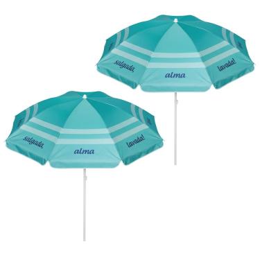 Imagem de Kit 2 Guarda Sol 1,8m Aço Sombreiro Ipanema Turquesa Frase - 1505 Tobee