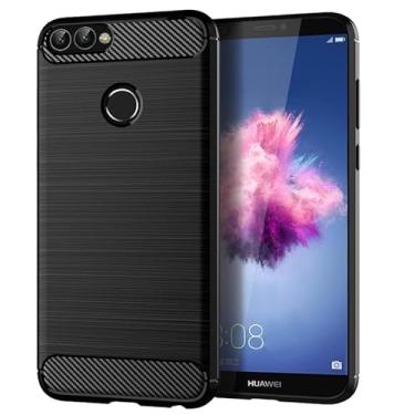 Imagem de HTXWXJC Capa para Huawei P Smart Case, Honor 9 Lite, FIG-LX1, FIG-LA1, LLD-L21, LLD-L11, Capa protetora fina de borracha TPU de fibra de carbono antiarranhões à prova de choque para Huawei P Smart