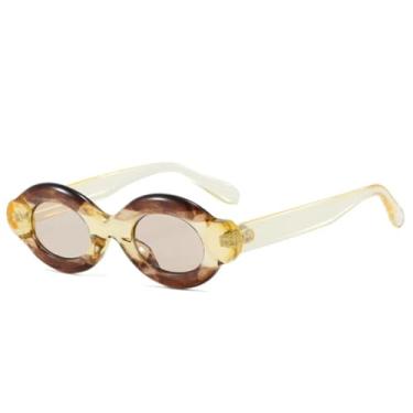 Imagem de Óculos de Sol Femininos Retrô Oval Pequeno UV400 Moda Punk Tendência Masculina Champagne (Champanhe Amarelo)