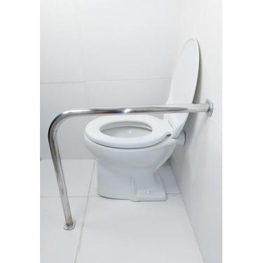 Imagem de Barra De Apoio Para Vaso Sanitário 60x60 Corrimão Em L De Alumínio - A