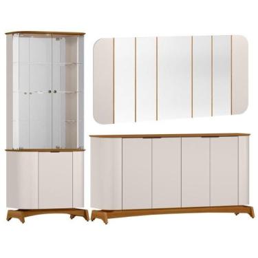 Imagem de Kit Aparador Buffet Com Cristaleira E Espelho Verbena N01 Off White Yp