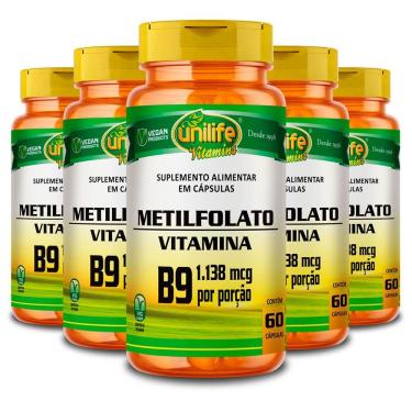 Imagem de Kit 5 Metilfolato Unilife 60 Cápsulas 350mg