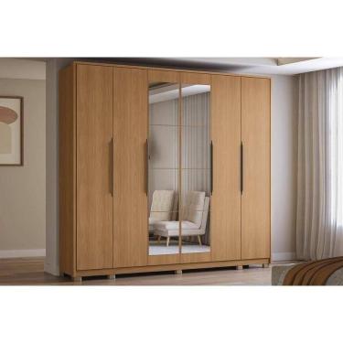 Imagem de Guarda Roupa Casal 6 Portas (2 C- Espelho) E 4 Gavetas C- Pés Cb01t581 Canela - Kappesberg