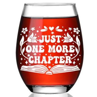 Imagem de Ymzkpoa Presentes engraçados para ela, leitor ávido, amigos, irmã, apenas mais um capítulo taça de vinho sem haste, presentes para amantes de livros para aniversário, Natal, Dia das Bruxas, Dia dos