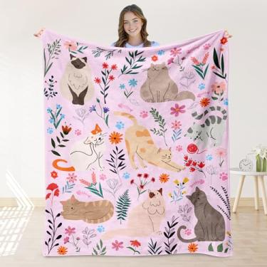 Imagem de Cobertor de gatos para meninas e mulheres, presentes para amantes de gatos, cobertor adulto ultramacio para decoração de quarto de cama 152 x 203 cm