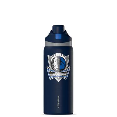 Imagem de Hydrapeak Garrafa de água Dallas Mavericks Oasis de 946 ml oficialmente licenciada pela NBA com botão de pressão da tampa, garrafa de água de aço inoxidável sem palha, garrafa de água isolada de 947