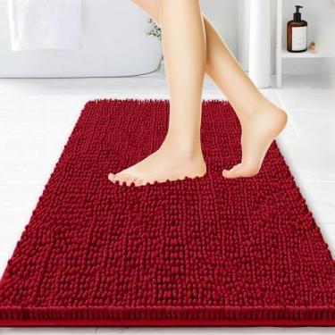 Imagem de BOANKODU Tapetes de banheiro 91 x 61 cm, tapetes de banho de chenille absorventes extramacios, forro de PVC, secagem rápida, tapetes de banho laváveis na máquina para piso do banheiro, banheira e