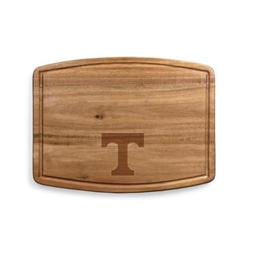 Imagem de PICNIC TIME NCAA Tennessee Volunteers Tábua de corte de acácia Ovale, conjunto de tábua de charcutaria com ranhura de suco para derramamentos, prato de servir de madeira, (madeira de acácia)