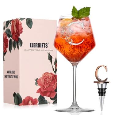 Imagem de Presentes personalizados para mulheres, monograma, taça de vinho A-Z, presente personalizado com rolha de vinho, presentes exclusivos de aniversário de Natal para mulheres, mãe, amiga, irmã, esposa