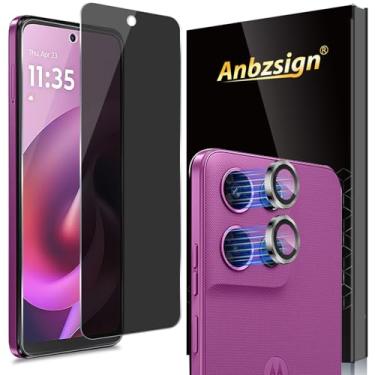 Imagem de Anbzsign Pacote com 2+1 para Moto G 2026/Moto G Play 2026 Protetor de tela de vidro temperado de privacidade e protetor de lente de câmera, película antiespião de dureza 9H compatível com capa