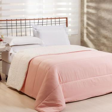 Imagem de Coberdrom 1 Peça Solteiro Percal 200 Fios Com Sherpa Flupy 100% Poliéster - Rosa