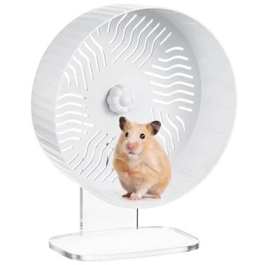Imagem de Roda de exercício compacta de acrílico para animais de estimação, rotação silenciosa para hamsters, gerbos, chinchilas, design vertical economiza espaço na gaiola, silenciosa e fácil de montar