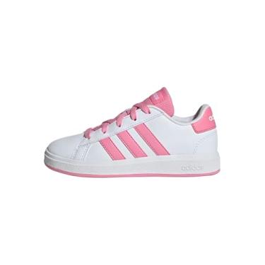 Imagem de adidas Tênis infantil unissex Grand Court 2.0, Branco/Rosa Bliss/Preto, 11.5 Little Kid