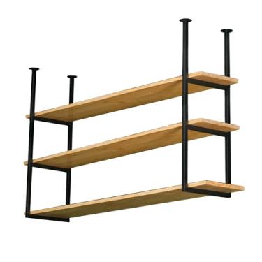 Imagem de Prateleira de teto, prateleiras flutuantes suspensas, prateleiras decorativas de armazenamento de cozinha para cozinhas, bares, restaurantes (120 x 30 cm/120 x 30 cm, 3T)
