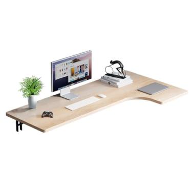 Imagem de Mesa de parede dobrável, mesa de computador pequena em forma de L, mesa de estilo simples moderno para mesa de canto de escritório doméstico (80 x 60 x 35 cm/31,4 x 23,6 x 13,7 cm, cor nogueira)