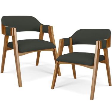 Imagem de Kit 02 Cadeiras Para Sala de Jantar e Estar Living Estofada Suran L02 Linho Verde Musgo - Lyam