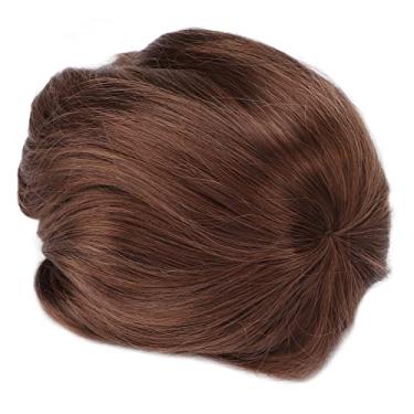 Imagem de Generic Peruca Masculina Curta Marrom Clara de Aparência Masculina Curta Reta Peruca Completa para Cosplay de Halloween, Malha de Evita Deformação, para Exibição de Fantasia