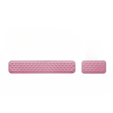 Imagem de Apoio de Pulso Tapete para Teclado e Mouse de Espuma de Memória com Relevo, O Apoio para Teclado Mede 440 Mm X 80 Mm, Enquanto O Apoio para Mouse Mede 150 Mm X 80 Mm(Rosa Claro,Mouse mini)