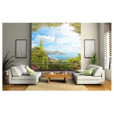 Imagem de Papel De Parede Paisagem Digital Jardim Mar 3D Dav16 - Você Decora