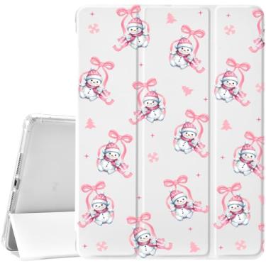 Imagem de JOYLAND Capa de boneco de neve de Natal para iPad 9ª/8ª/7ª geração, 10,2 polegadas (2021/2020/2019) com suporte de lápis, capa protetora com suporte de três dobras com parte traseira de TPU macio