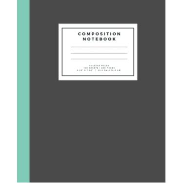 Imagem de Composition Notebook, 9.25 x 7.5 Inches, 100 Sheets, Storm Dust and Aqua Island Soft Cover, College Ruled or Medium Ruled Paper.