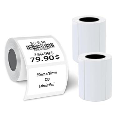 Imagem de 3 rolos de fitas de etiqueta para etiquetadora NDYIN N20, 50 x 30 mm, 230 etiquetas/rolo para endereço, correspondência, logotipo, negócios, etiqueta de nome