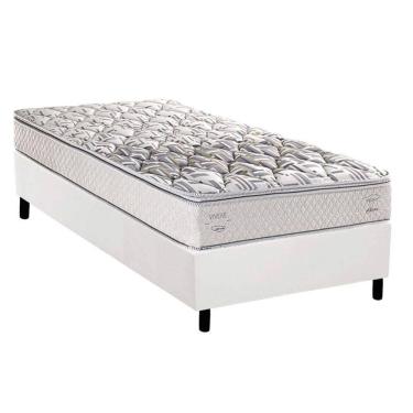 Imagem de Cama Box Solteiro: Colchão Ortopédico Herval Ag65 Santorini C1604 + Base Crc Corano White (88x188)