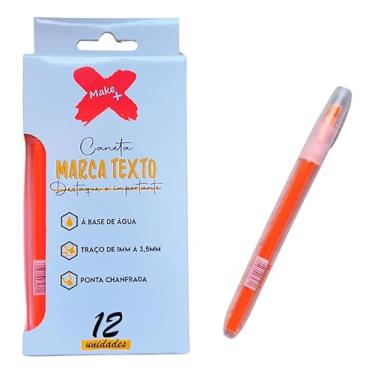 Imagem de Marca Texto Laranja, Ponta Chanfrada, Base de Água, Traço 1-3,5mm, 12 Unidades