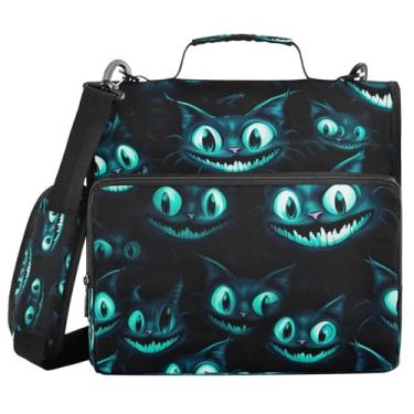 Imagem de ATTX Fichário azul neon com zíper olho de gato com alça acolchoada ajustável - bolsa para fichário com capacidade para 500 folhas com organizador de vários bolsos, serve para laptop de 30 cm #158