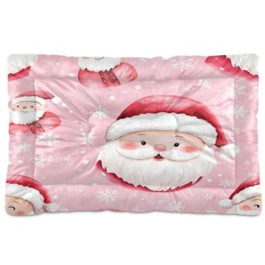 Imagem de Blueangle Cama de Papai Noel fofa ultra macia e calmante para cães pequenos, cama retangular confortável para animais de estimação, 24 x 18 polegadas (890)