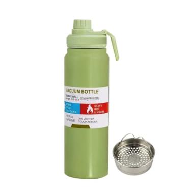Imagem de Garrafa Térmica Inox 800ml Com Alça e Bico Isolamento a Vácuo 12h Quente ou Frio Com Infusor de Chá (VERDE)