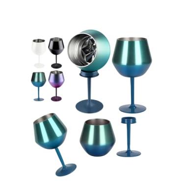 Imagem de Taça Térmica Inox 414ml 2 em 1 Copo Isolado a Vácuo Reutilizável Haste Removível Parede Dupla Gin Vinho ou Cocktail Inquebrável, Cor Aleatória