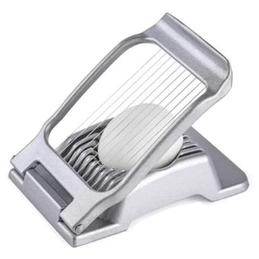 Imagem de Cortador de ovos para ovos cozidos, metal resistente, aço inoxidável, liga de alumínio, cortador de ovos para ovo, morango, cogumelo, cachorro-quente, ferramenta de cozinha (prata)