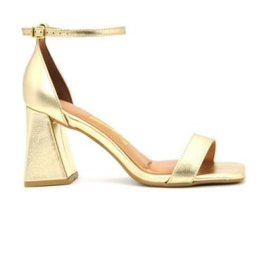 Imagem de Sandália Feminina Vizzano Original Calcanhar Fechado 402, 36, Dourado