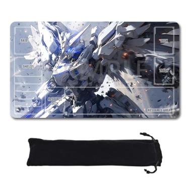Imagem de Tapete de jogo GCG com zonas - 61 cm x 35 cm Tapete de jogo de cartas GCG não oficial compatível com jogador TCG novo jogador inclui bolsa de armazenamento (GAODA (14) - zona)