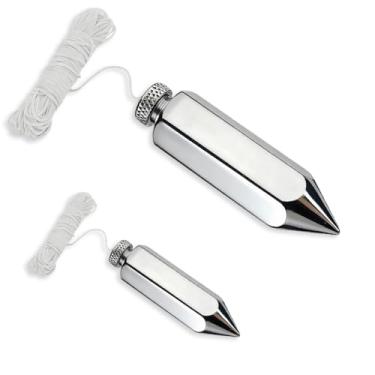 Imagem de Pacote com 2 prumos hexagonais, bobinas de aço de liga de 226,8 g com corda de 49 m, kit de linha de prumo de ferramentas de prumo adequado para construção, levantamento, acessórios de construção de