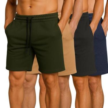 Imagem de Kit 4 Bermuda Short Moletom Masculino Academia Treino Casual - Ripoll,