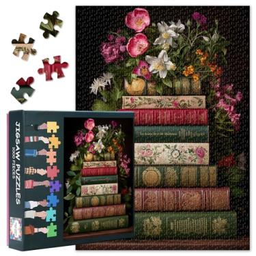 Imagem de 1000 Piece Jigsaw Puzzle for Adults Vintage Still Life Art Featuring Flowers and Books Classic Library Bloom Collection Challenging Puzzle for Relaxation Home Office Decor 27.5x19.7 Inch