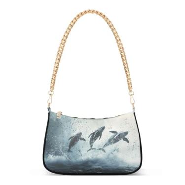 Imagem de CEBUGI Bolsas transversais femininas bolsa de ombro baleias bolsa clutch elegante com alça de corrente