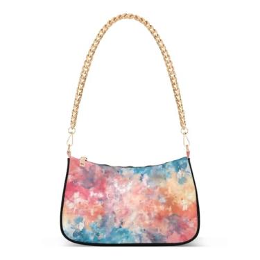 Imagem de CEBUGI Bolsas transversais femininas bolsa de ombro com fundo abstrato, bolsa clutch elegante com alça de corrente