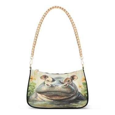 Imagem de CEBUGI Bolsas transversais femininas bolsa de ombro hipopótamo bolsa clutch elegante com alça de corrente