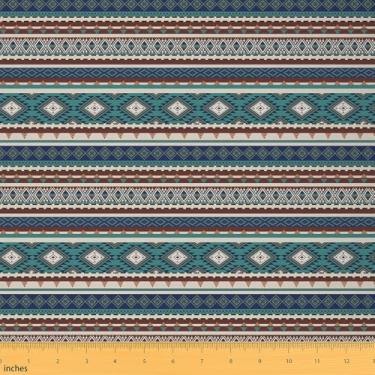 Imagem de jejeloiu Tecido geométrico do sudoeste da The Yard tecido de estofamento boho listrado para projetos de bricolage em casa, à prova d'água, decoração interna e externa, 10 jardas do sudoeste nativo