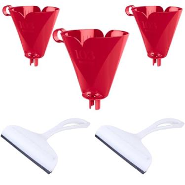 Imagem de Conjunto de 2 Rodo Plástico Multiuso Branco com Raspador 18cm + 3 Suporte de Filtro de Café Tam. 103 Vermelho