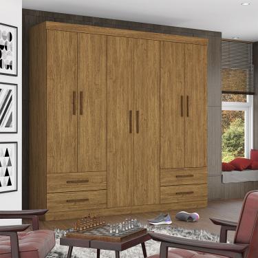 Imagem de Guarda Roupa Casal Lu 6 Portas 4 Gavetas Carioca Móveis - Cinamomo