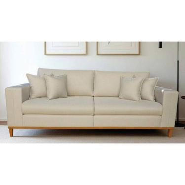 Imagem de Sofá Turin Luxo Fixo Living Almofadas Decorativas Base de Madeira Vários Tecidos 1,80M