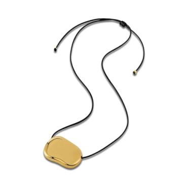 Imagem de TACBSP Colar feminino grosso dourado com pingente de seixo, minimalista, boêmio, cowboy, joias modernas, presentes, Large, Aço inoxidável, Sem Pedra Preciosa