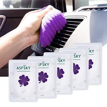 Imagem de ASFSKY Gel de limpeza de carro para carro, limpador de carro, geleca para carro, limpador de poeira, teclado, gel de limpeza de poeira, pacote com 5 (roxo)